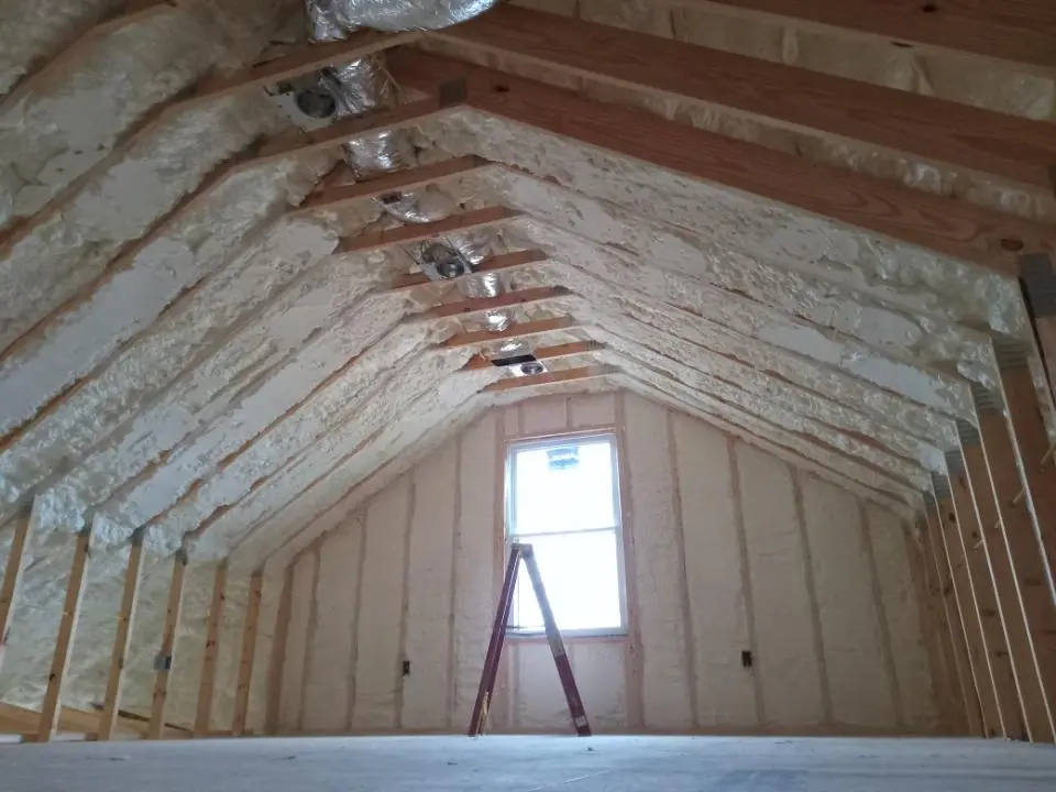Spray foam roofing application for Crawl Space Insulation project in St. Anthony